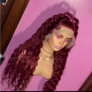 💋 24” Burgundy Crimped Wig | Lace Frontal | 180% Density 💋